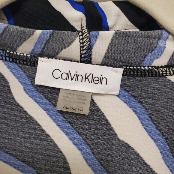 Calvin Klein Animal Print Gathered Neck Sleeveless Knit Top Size XLarge Stretch - Picture 7 of 9